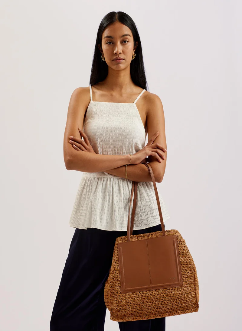 تيد بيكر Ashvi Raffia Top Handle Tote