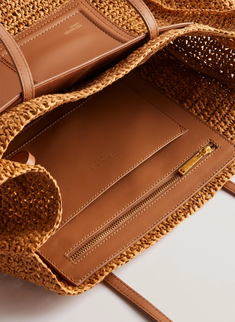 تيد بيكر Ashvi Raffia Top Handle Tote