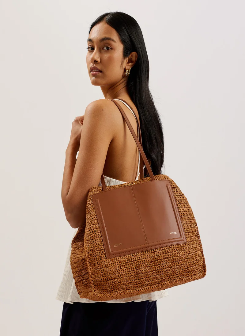تيد بيكر Ashvi Raffia Top Handle Tote