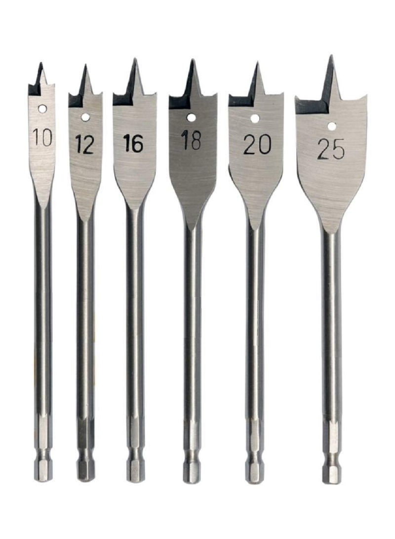 DRONA DRONA Approved 6pcs Stainless Steel Wood Flat Drills Bits Set Shank 101216182025m Top Trilogy woodworking drill titanium woodworking hole  - Image 1