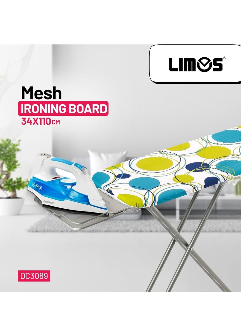 LIMOS Ironing Board Ironing Table assorted color with Powder Coated Carbon Steel Iron Table with Adjustable Height Mechanism Heat Resistant Cotton Cover - 110x34 cm - Image 2