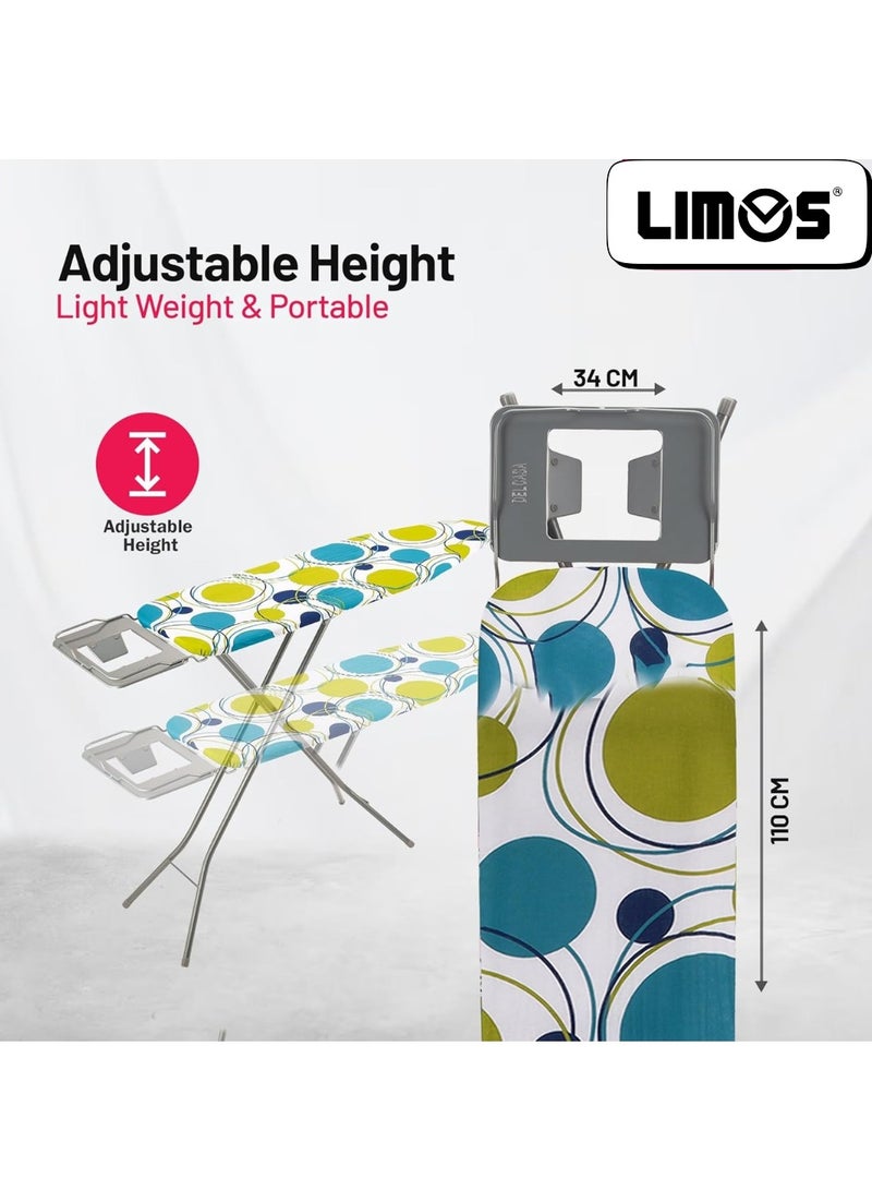 LIMOS Ironing Board Ironing Table assorted color with Powder Coated Carbon Steel Iron Table with Adjustable Height Mechanism Heat Resistant Cotton Cover - 110x34 cm - Image 5