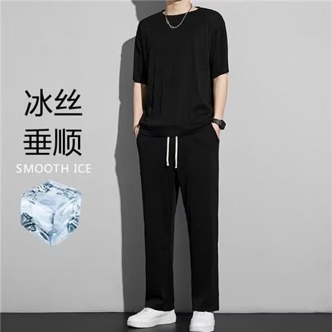 2024 Versatile Long Pants  Tee Set Navy blue - Image 5