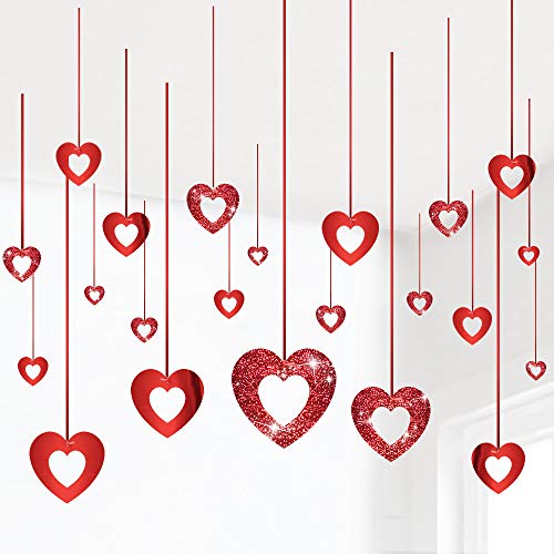 TBEEJ Valentine's Day Glitter Heart Swirl Hanging Decoration - Bridal Shower, Engagement, Anniversary,Wedding Party Decorations - Image 1
