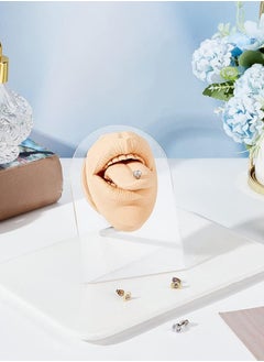 KASTWAVE Silicone Tongue Mouth Model, Flexible Model Body Part Display with Acrylic Stand Lifelike Human Model Simulation for Jewelry Display Teaching Tool Earrings Practice (Skin Color)  - Image 5