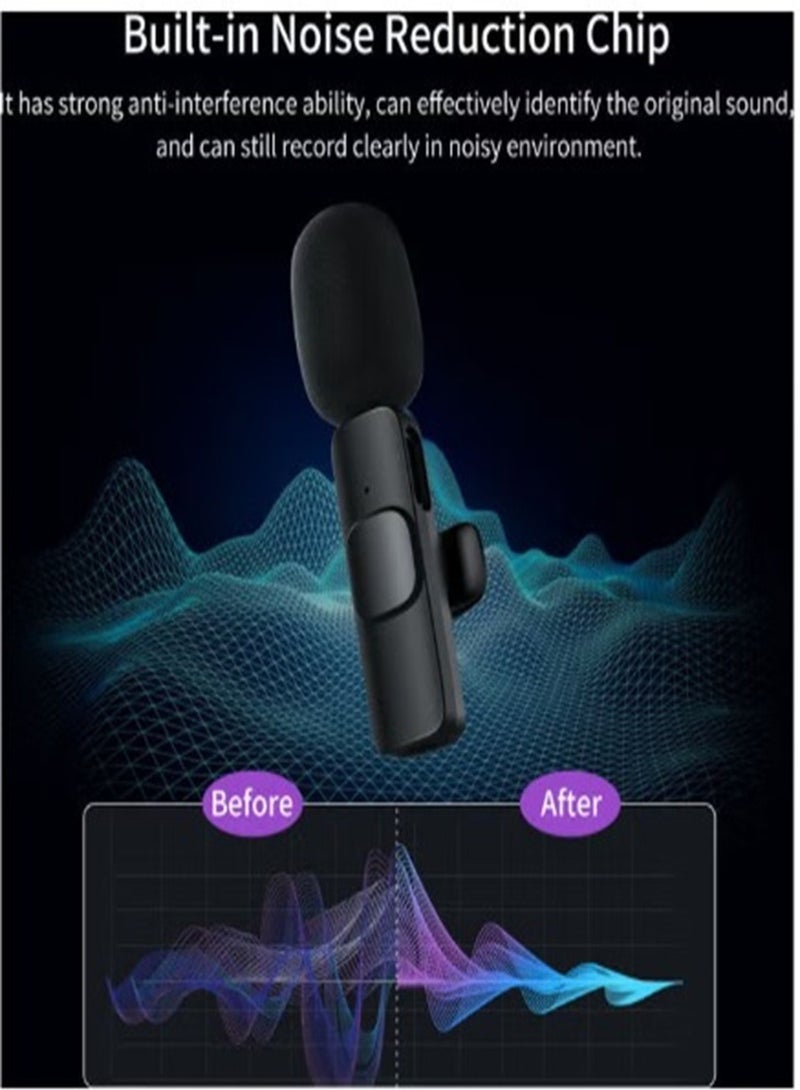 Professional Wireless Lavalier Lapel Microphone for iPhone, iPad - Cordless Omnidirectional Condenser Recording Mic for Interview Video Podcast Vlog YouTube, Bluetooth, Black - Image 3
