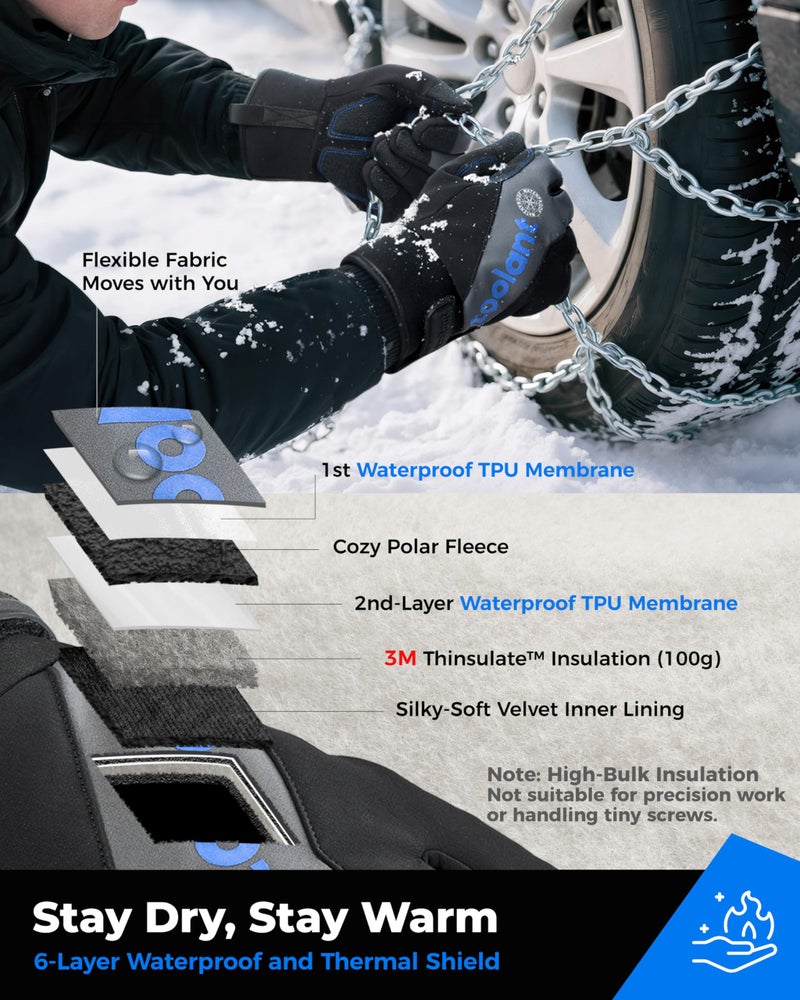 toolant Winter Work Gloves for Men, Insulated Waterproof Work Gloves with Abrasion-Resistant Palm, âˆ’4â„‰ Cold Weather Protection, Touchscreen, Secure Cuff, Lined Safety Work Gloves for Outdoor, M - Image 4