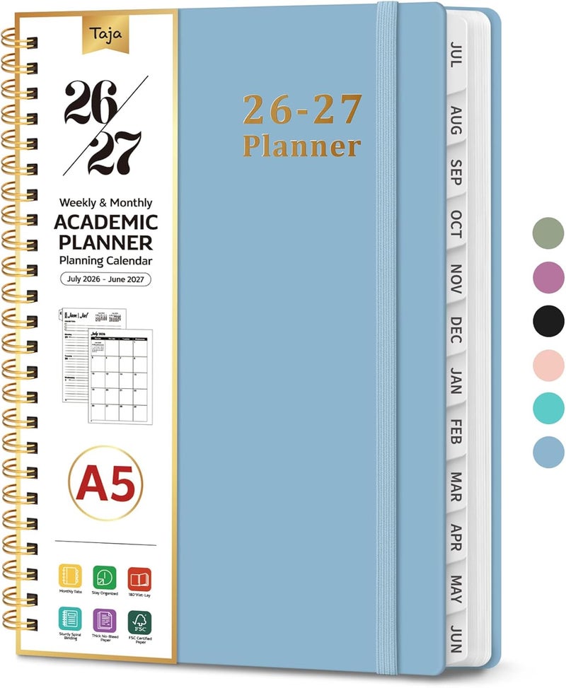 Taja Planner 2026-2027, Weekly and Monthly Calendar Academic Planner for Women, July 2026 - June 2027, Spiral Bound School Planning Tool, Perfect for Teacher, Student, Women & Men, A5 (6.3" x 8.5"), Baby - Image 1