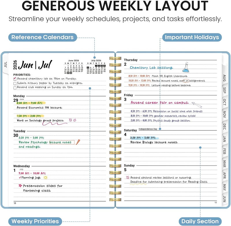 Taja Planner 2026-2027, Weekly and Monthly Calendar Academic Planner for Women, July 2026 - June 2027, Spiral Bound School Planning Tool, Perfect for Teacher, Student, Women & Men, A5 (6.3" x 8.5"), Baby - Image 3