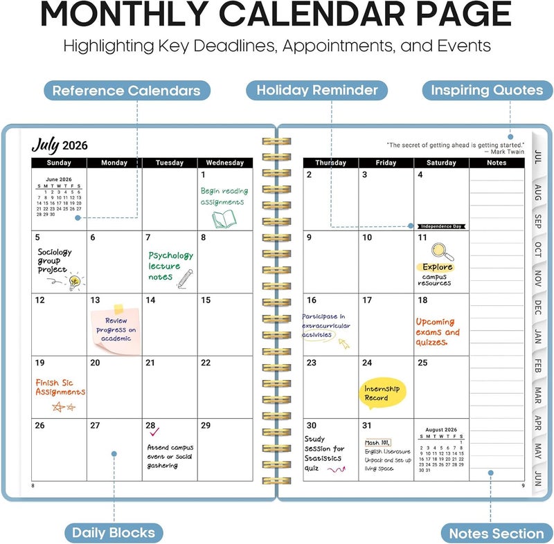 Taja Planner 2026-2027, Weekly and Monthly Calendar Academic Planner for Women, July 2026 - June 2027, Spiral Bound School Planning Tool, Perfect for Teacher, Student, Women & Men, A5 (6.3" x 8.5"), Baby - Image 2