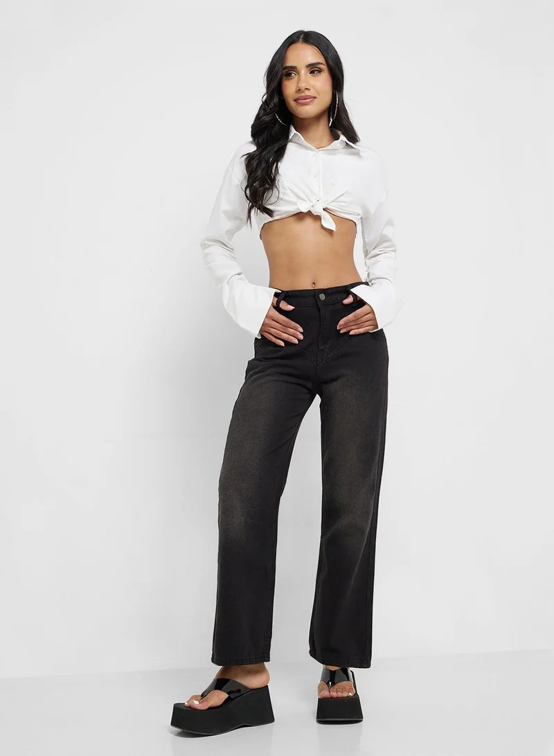 Mid Rise Straight Fit Jeans