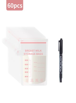 60-Pack Premium Breast Milk Storage Bags (150ml) - Pre-Sterilized with Double Zip Lock | Includes Free Marker Pen | Safe for Freezing & Refrigeration - pzsku/ZCE7C77A41BA6604AFDB9Z/45/_/1728901490/e6aac987-f0dd-49a5-9ffc-4e4478ecf3bd