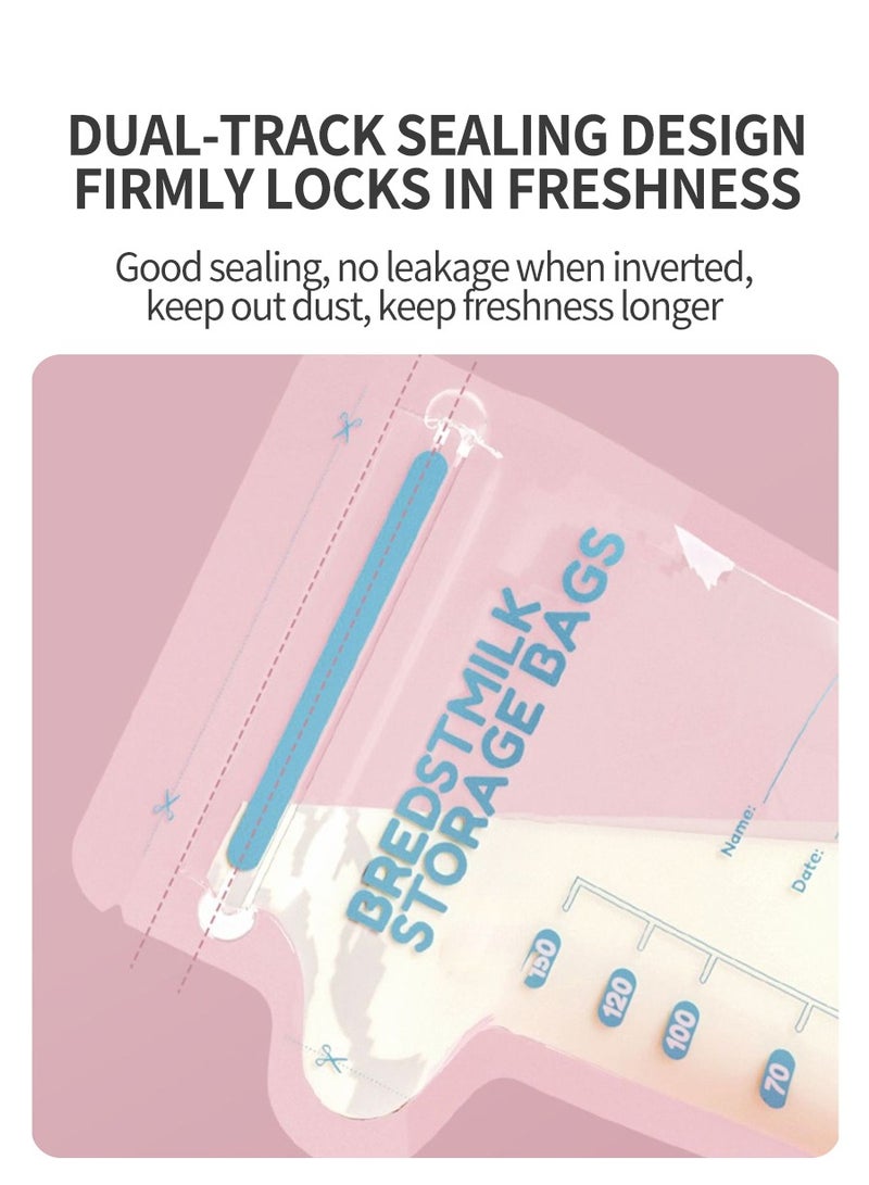 60-Pack Premium Breast Milk Storage Bags (150ml) - Pre-Sterilized with Double Zip Lock | Includes Free Marker Pen | Safe for Freezing & Refrigeration