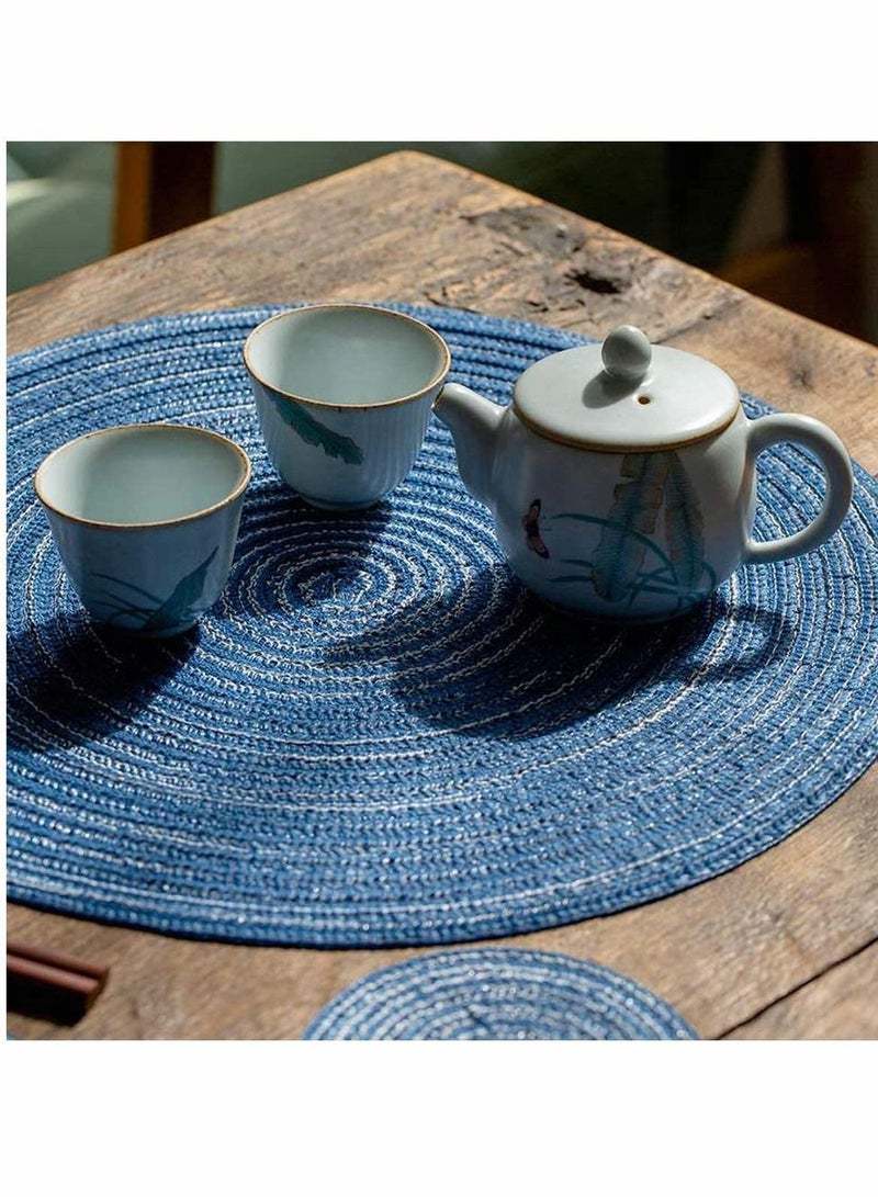 Y&D 14 Inch Circle Placemats for Dining Table Set of 6 Farmhouse Round Cloth Placemat Woven Place Mats Heat Resistant Outdoor Patio - Image 3