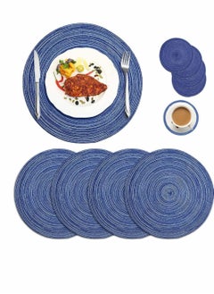 Y&D 14 Inch Circle Placemats for Dining Table Set of 6 Farmhouse Round Cloth Placemat Woven Place Mats Heat Resistant Outdoor Patio  - Image 4