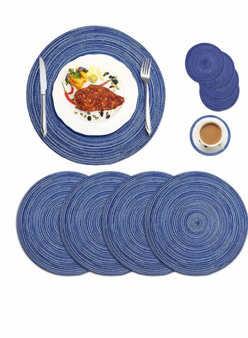 Y&D 14 Inch Circle Placemats for Dining Table Set of 6 Farmhouse Round Cloth Placemat Woven Place Mats Heat Resistant Outdoor Patio - Image 4