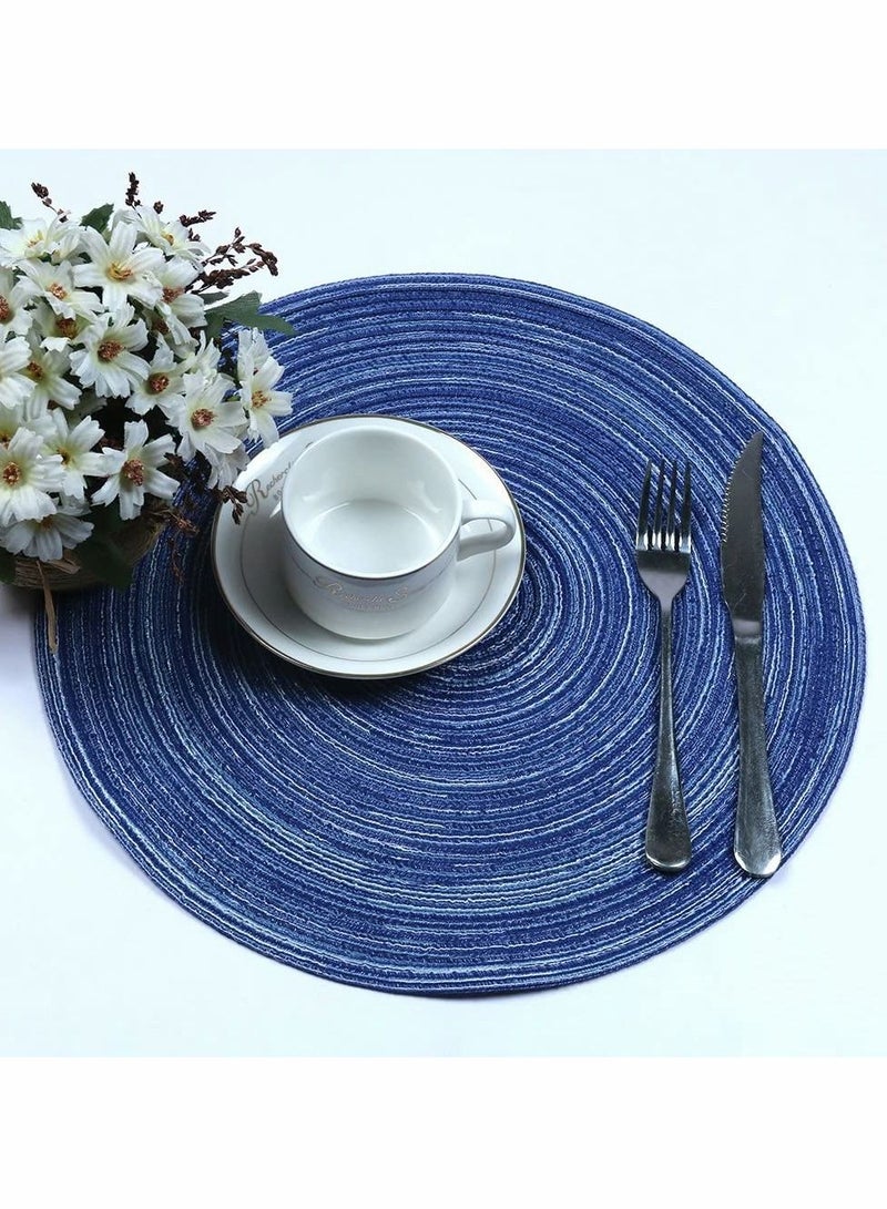 Y&D 14 Inch Circle Placemats for Dining Table Set of 6 Farmhouse Round Cloth Placemat Woven Place Mats Heat Resistant Outdoor Patio - Image 2