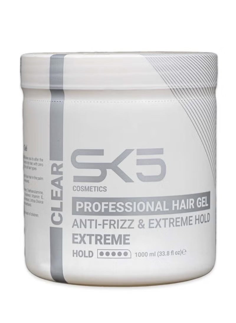 SK5 COSMETICS Clear hair gel, excellent hold and anti-frizz, 1000ml