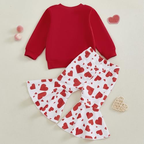 Nokpsedcb Baby Boy Girl Cute Letter Embroidery Long Sleeve Sweatshirt and Elastic Long Pants Toddler Valentine Outfits (Red Daddy's Valentine, 2-3T) - Image 4