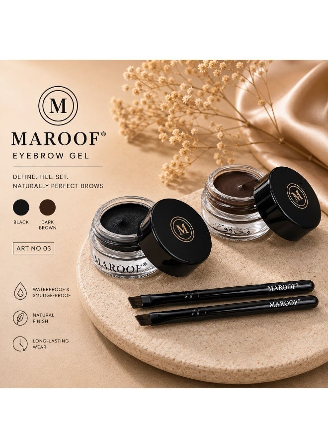 MAROOF yebrow Gel Set 2PCS – Art 03 | Black & Dark Brown | Long-Lasting Brow Makeup - Image 1