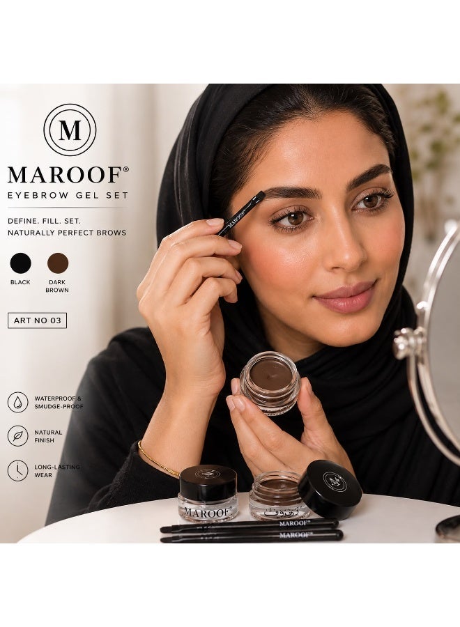 MAROOF yebrow Gel Set 2PCS – Art 03 | Black & Dark Brown | Long-Lasting Brow Makeup - Image 2