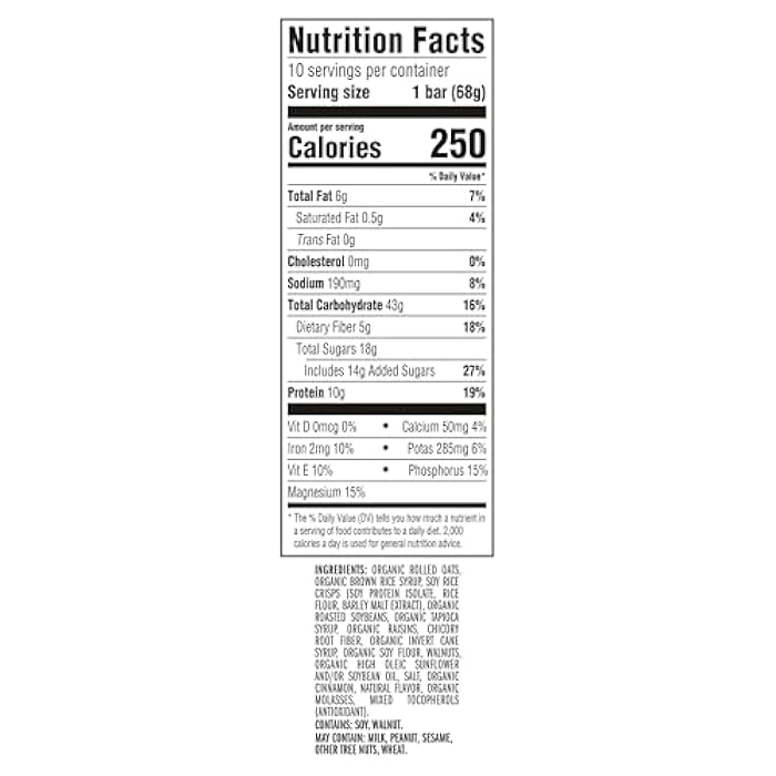 CLIF BAR - Energy Protein Bars - Oatmeal Raisin Walnut - Made with Organic Oats - Energy Bars - Non-GMO - (10 Pack) - Image 2