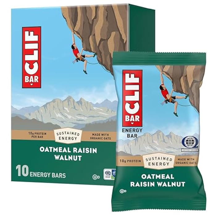 CLIF BAR - Energy Protein Bars - Oatmeal Raisin Walnut - Made with Organic Oats - Energy Bars - Non-GMO - (10 Pack) - Image 1