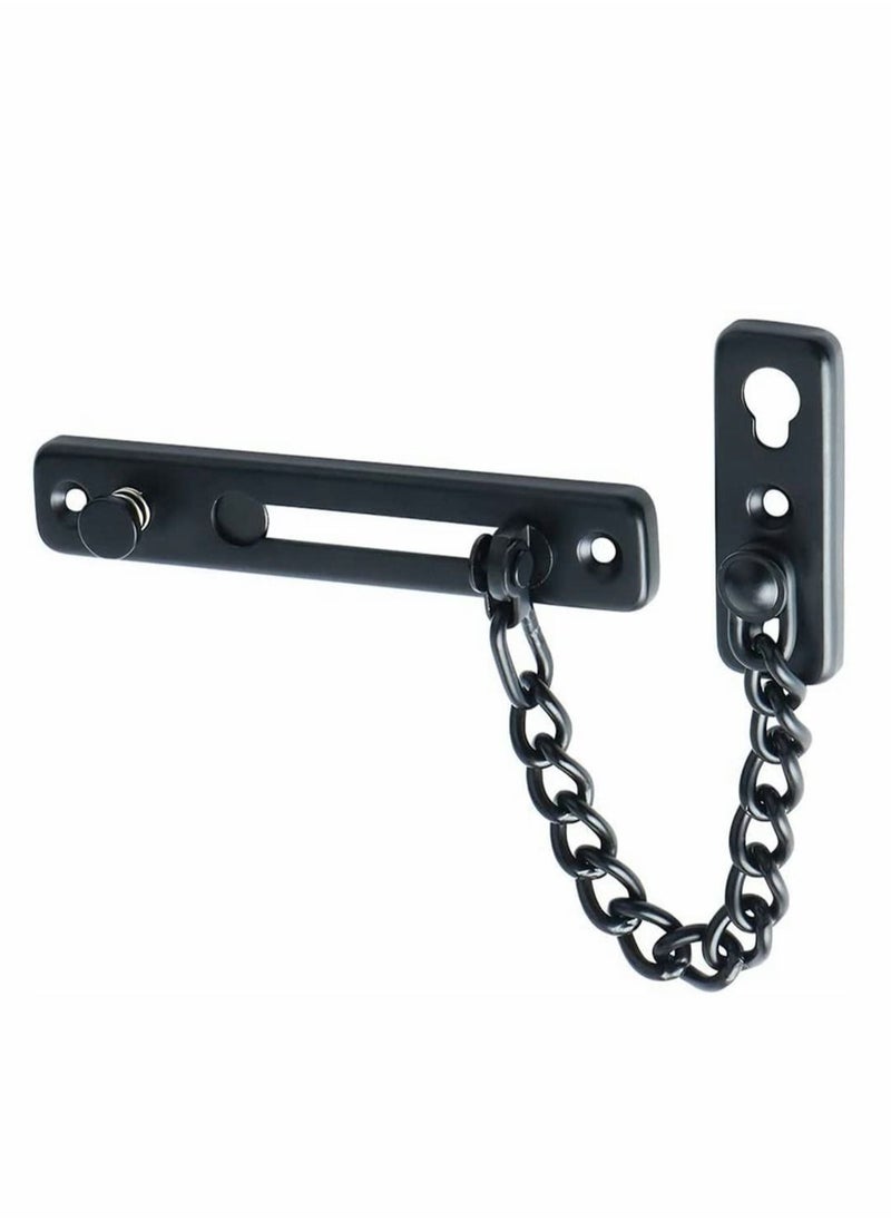 Generic Stainless Steel Chain Door Guard with Spring Anti-Theft Press Lock, Punch Free Door Chain Lock, Bedroom Home Apartment Hotel Security Door Sliding Safety Chain Lock Stainless Steel Easy Installation  - Image 1