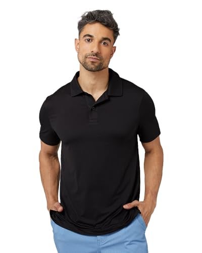 32 Degrees Men's Cool Classic Polo | Slim Fit | Moisture Wicking | 4-Way Stretch | Golf | Tennis, Black, Large - Image 5