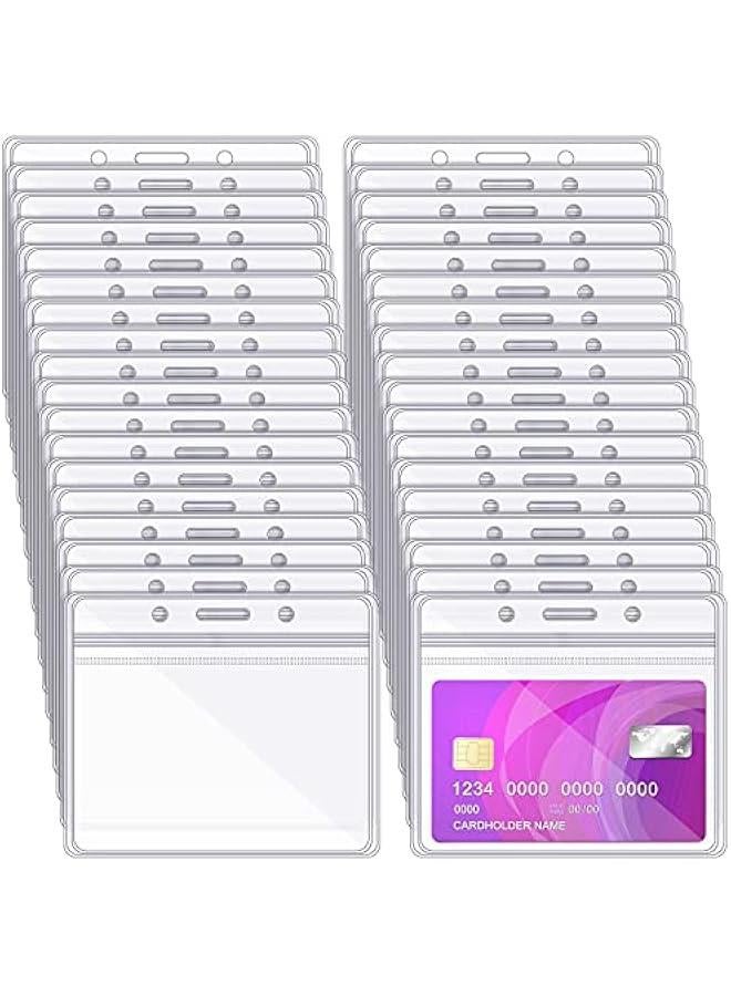 Arabest 150 Pcs ID Card Name Badge Holders Plastic Horizontal Clear Badge Sleeves Transparent PVC ID Card Holders Pouch Office Travel Waterproof(4.53 x 3.94 Inch)  - Image 1