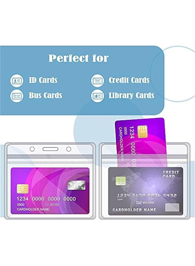 Arabest 150 Pcs ID Card Name Badge Holders Plastic Horizontal Clear Badge Sleeves Transparent PVC ID Card Holders Pouch Office Travel Waterproof(4.53 x 3.94 Inch)  - Image 5