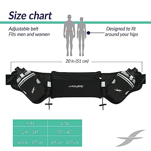 Fitletic Hydration Running Belt with Water Bottles for Men & Women – 2 Quick Flow 8oz Running Water Bottles, Patented Bounce Free Design, Water Resistant Pouch Fits All Phones – Hydra 16 - Image 4