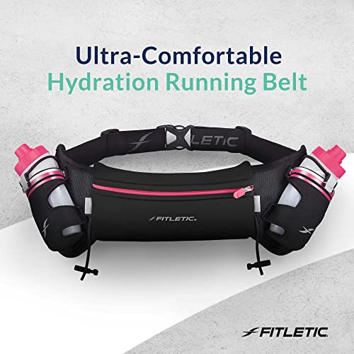 Fitletic Hydration Running Belt with Water Bottles for Men & Women – 2 Quick Flow 8oz Running Water Bottles, Patented Bounce Free Design, Water Resistant Pouch Fits All Phones – Hydra 16 - Image 5