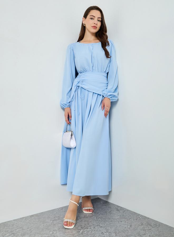 ستايلي فستان طويل بتفاصيل مزمومة - Image 1