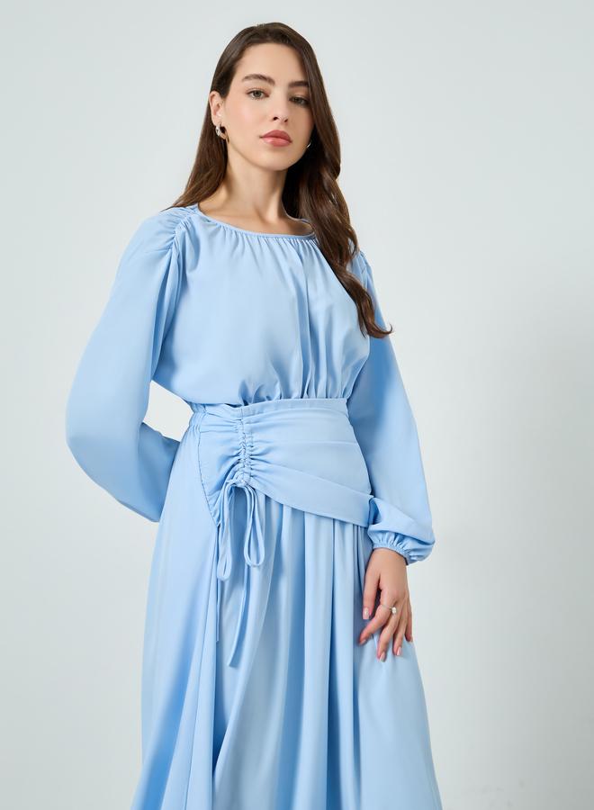 ستايلي فستان طويل بتفاصيل مزمومة - Image 2