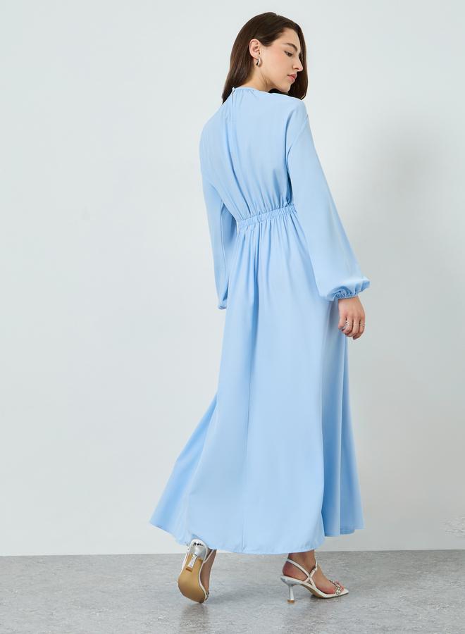 ستايلي فستان طويل بتفاصيل مزمومة - Image 5