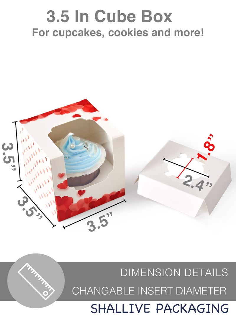 Shallive Valentine's Day Individual Cupcake Boxes 60 Pack with Window Single Cupcake Containers for Muffins, Chocolate Covered Strawberry for Wedding Favor Gift Cocoa Bomb Packaging with Inserts - Image 5