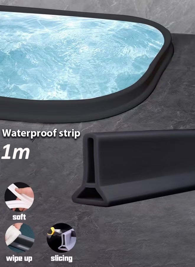 Aissiora Shower Threshold Water Dam Silicone Shower Water Self Adhesive Silicone Waterproof Barrier Bathroom and Kitchen Water Strip Dam Shower Guard for Bathroom Bathtub and Kitchen Countertop - Image 1