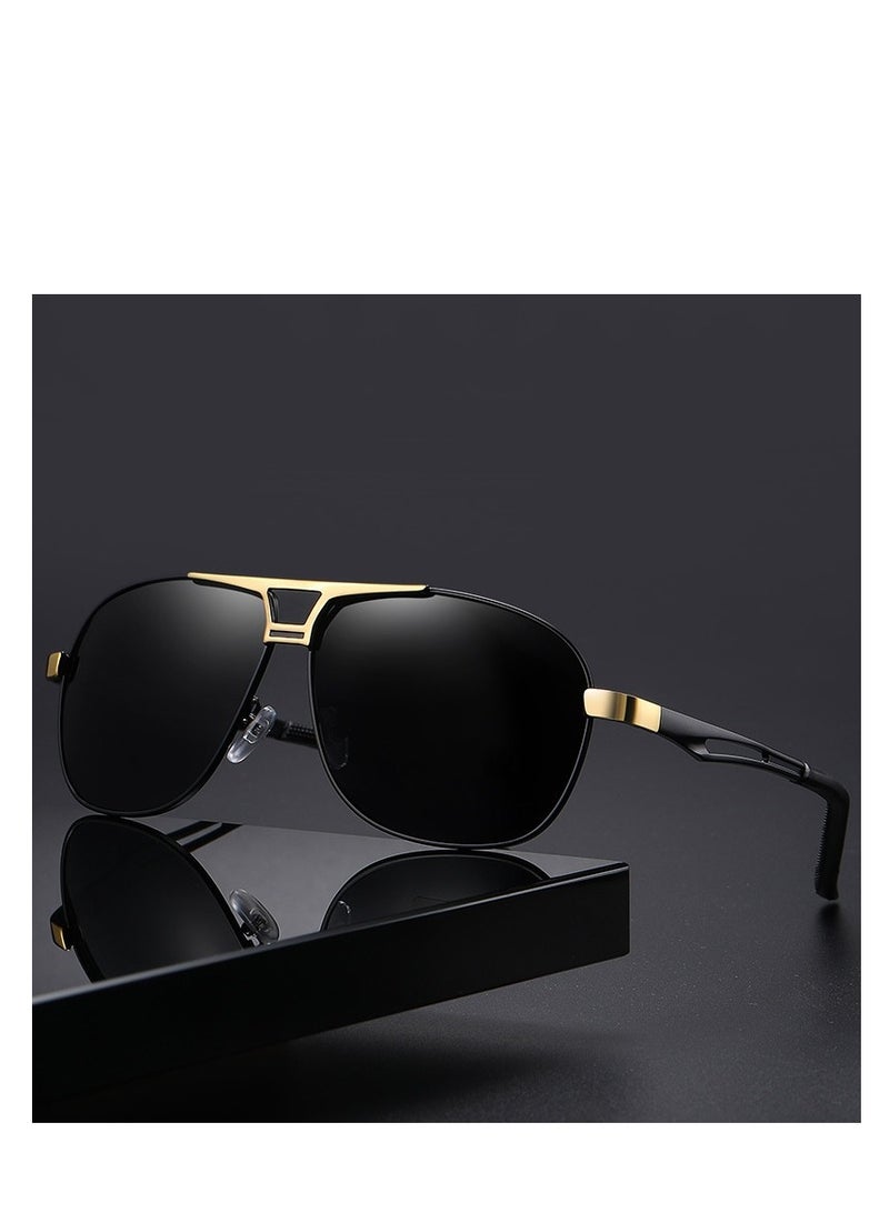 QZ New Men's Polarized Sunglasses Day and Night Color Changing Sunglasses Driving Sun Shade Glasses Gold Framed Black And Gray Piece - Image 3