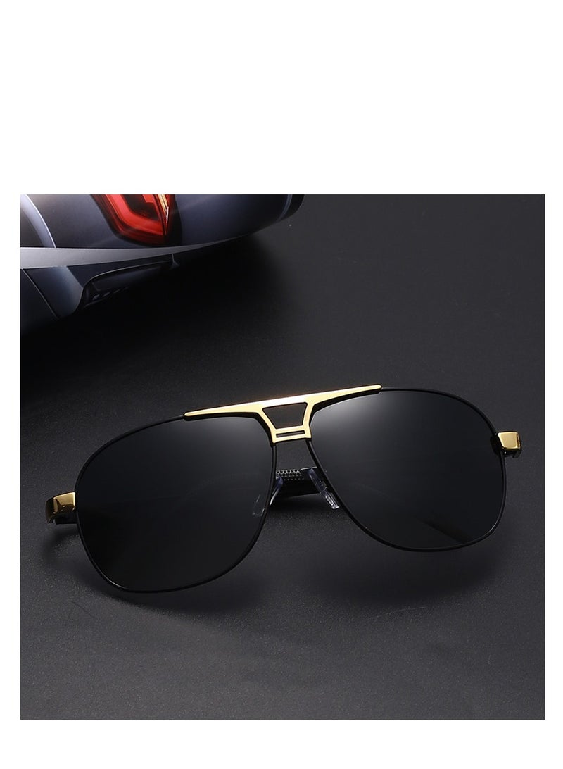 QZ New Men's Polarized Sunglasses Day and Night Color Changing Sunglasses Driving Sun Shade Glasses Gold Framed Black And Gray Piece - Image 4