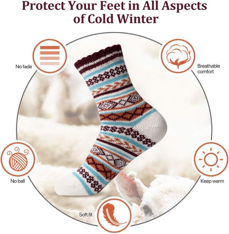 FYC Socks for Women - Stocking Stuffers Gifts for Women - Warm Thick Soft Wool Cozy Crew Socks Christmas Gifts for Woman - Image 4