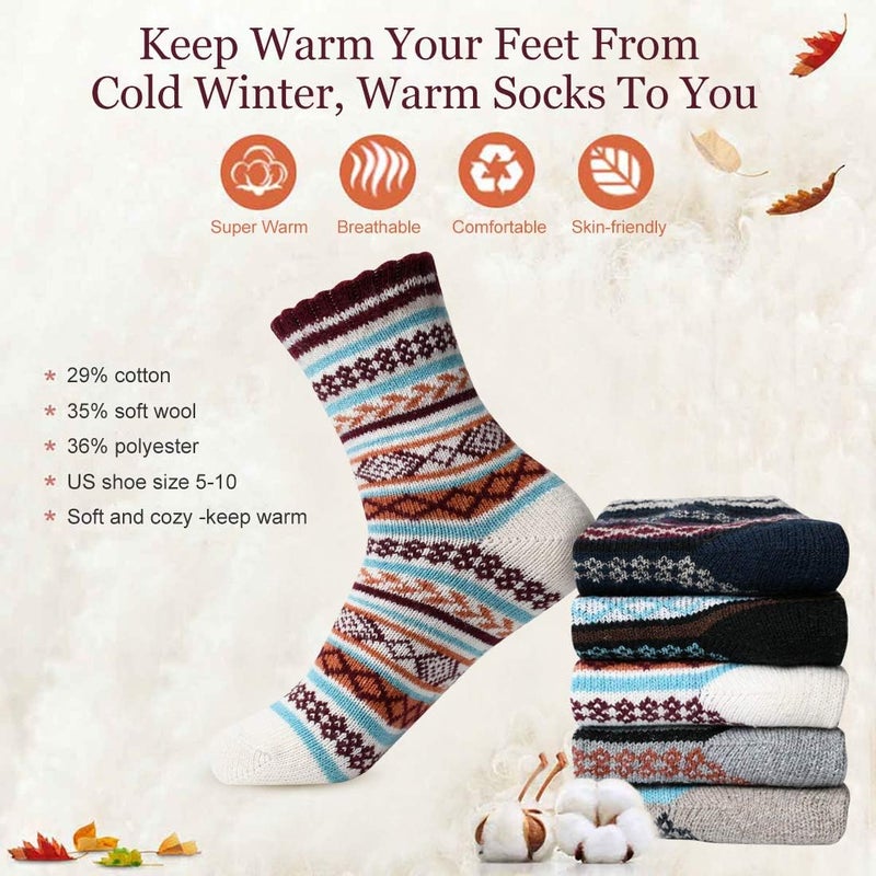 FYC Socks for Women - Stocking Stuffers Gifts for Women - Warm Thick Soft Wool Cozy Crew Socks Christmas Gifts for Woman - Image 2