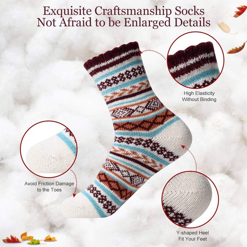 FYC Socks for Women - Stocking Stuffers Gifts for Women - Warm Thick Soft Wool Cozy Crew Socks Christmas Gifts for Woman - Image 3