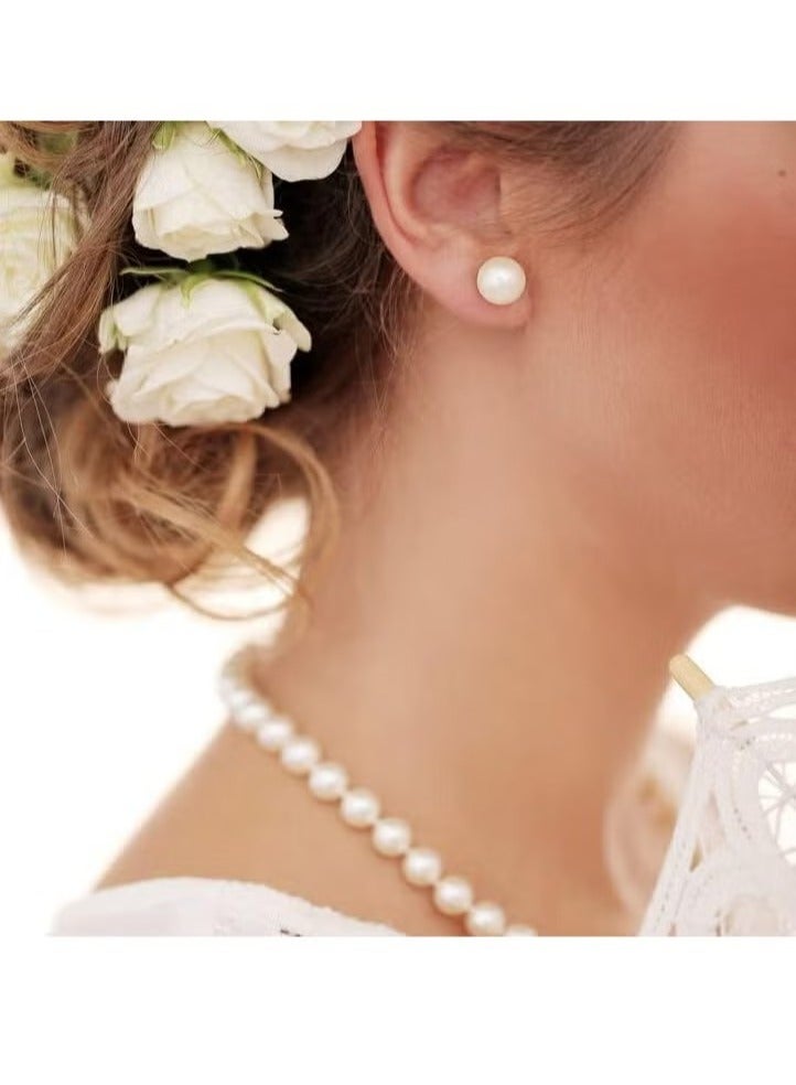 New 925 Sterling Silver Freshwater Pearl Stud Earrings, 6mm, 1 Pair for Women - Image 3