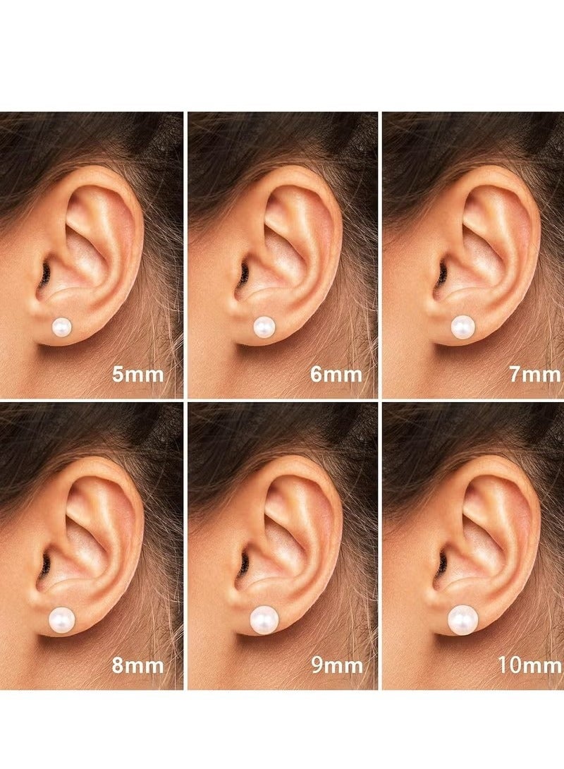 New 925 Sterling Silver Freshwater Pearl Stud Earrings, 6mm, 1 Pair for Women - Image 4