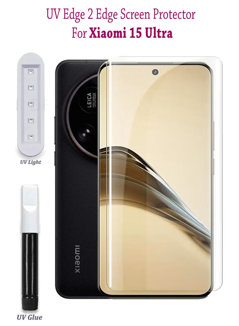Xiaomi 15 Ultra Premium Tempered Glass Design For Xiaomi 15 Ultra Smartphone Advanced Border Less Full Edge To Edge UV Screen Protector And Easy Installation Kit - Image 1