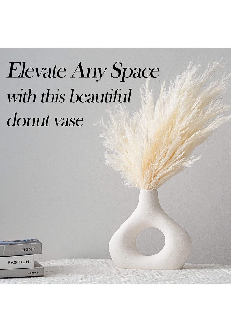 MIXDE 2 Pcs Ceramic Vase for Home Decor, Round Matte Donut Vases, Vases for Living Room Wedding Dinner Table Party Office Bedroom  - Image 5