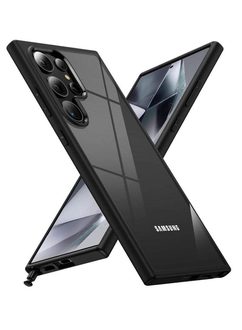 ماجيك ماسك حافظة شفافة من سلسلة Magic Mask Q متوافقة مع حافظة صلبة مضادة للصدمات + غطاء خلفي صلب واقٍ من السيليكون الشفاف مع إطار من السيليكون لهاتف (أسود اس 23 ألترا) - Image 1