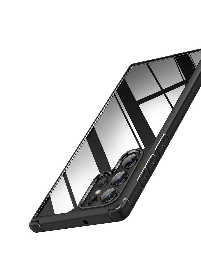 ماجيك ماسك حافظة شفافة من سلسلة Magic Mask Q متوافقة مع حافظة صلبة مضادة للصدمات + غطاء خلفي صلب واقٍ من السيليكون الشفاف مع إطار من السيليكون لهاتف (أسود اس 23 ألترا) - Image 3