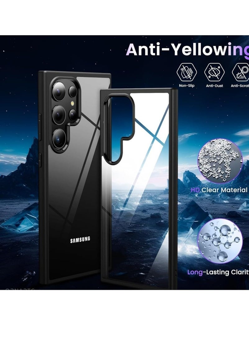 ماجيك ماسك حافظة شفافة من سلسلة Magic Mask Q متوافقة مع حافظة صلبة مضادة للصدمات + غطاء خلفي صلب واقٍ من السيليكون الشفاف مع إطار من السيليكون لهاتف (أسود اس 23 ألترا) - Image 2